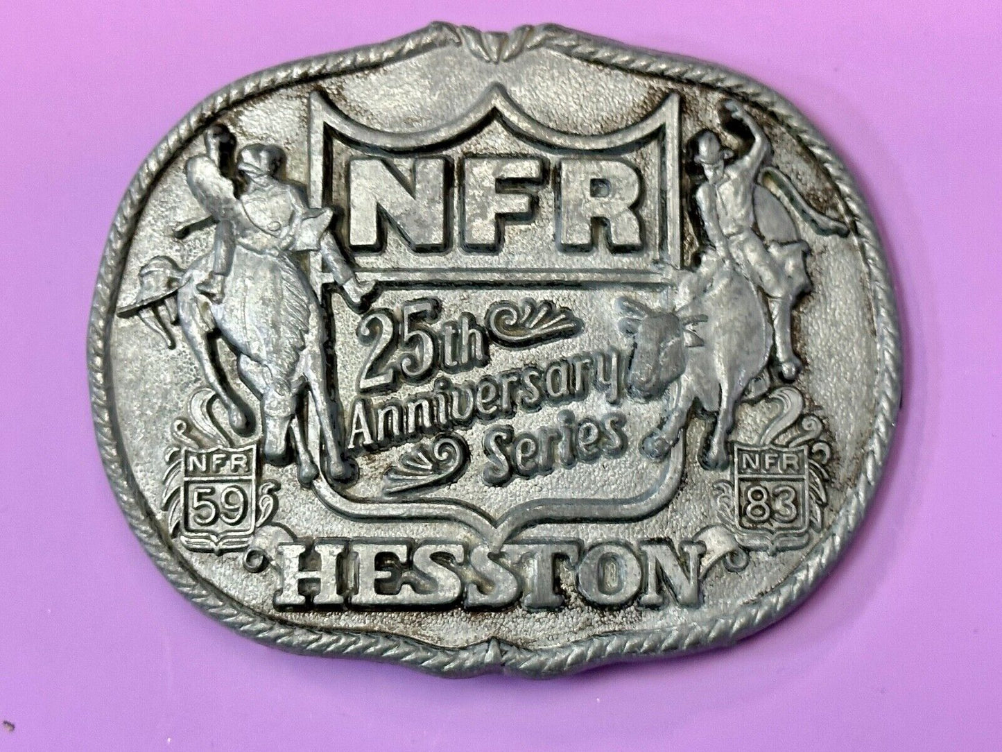 1983 Hesston National Finals Rodeo 25th Anniversary Adult Collectors Belt Buckle