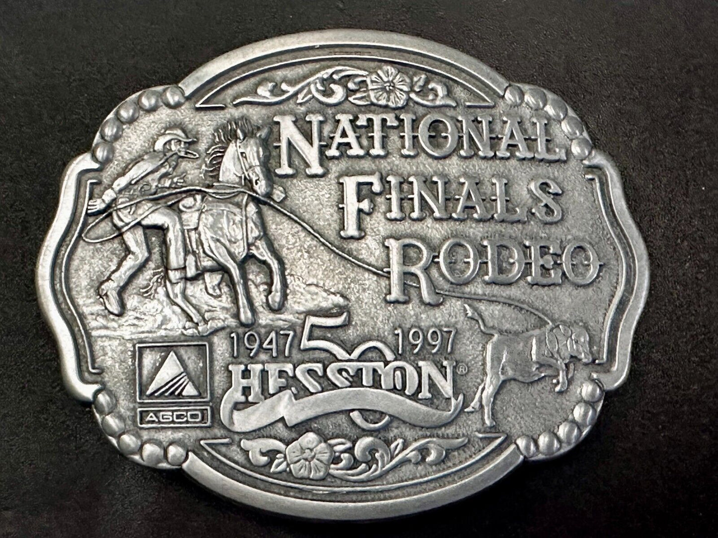 1997 ADM Hesston NFR National Finals Rodeo Cowboys Western Belt Buckle