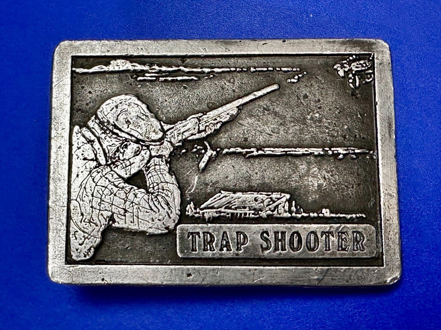Trap Shooter Shooting Positions Gun Rifle Sports Vintage 1976 Belt Buckle by NS