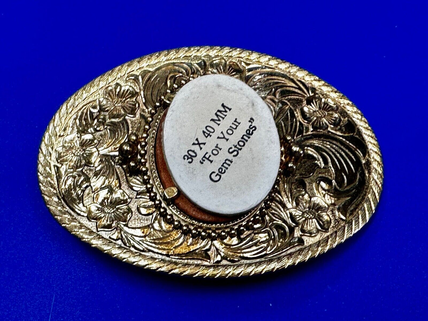 30 x 40 mm Western gold tone Ornate Belt Buckle To Mount Your Cabochon Gem Stone