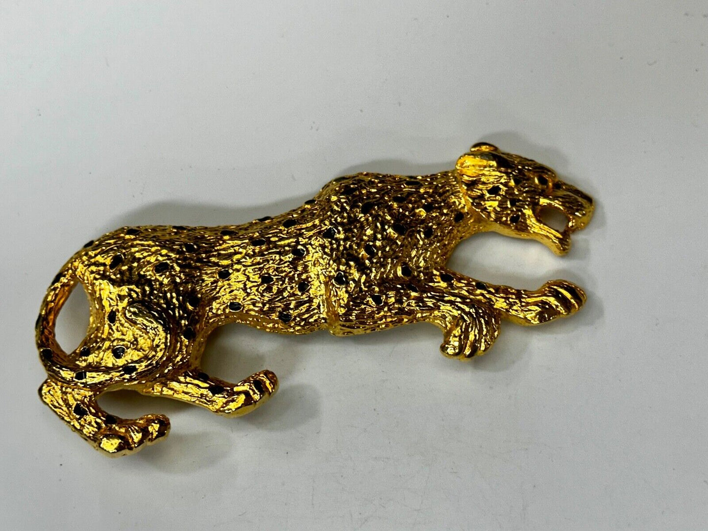 Badger? Leopard - Vintage Animal 6" Wide Gold Tone Vintage Belt Buckle