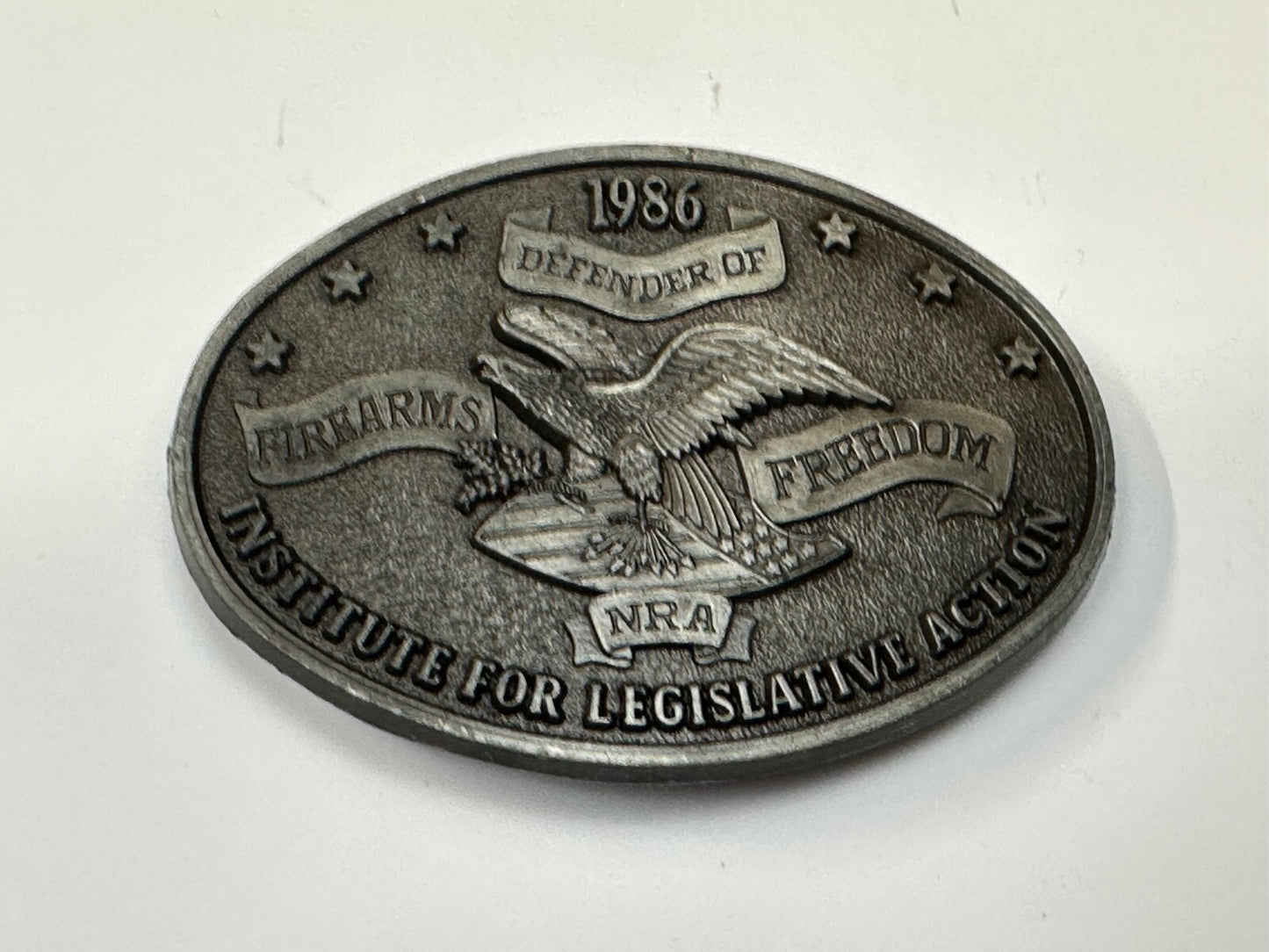 1986 NRA National Rifle Association Firearms Freedom Vintage ILA belt buckle