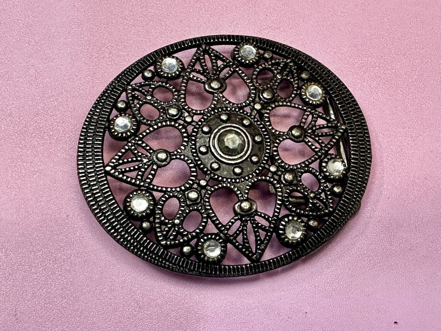 Beautiful Flower Design Rhinestone Accent Open Work Women's Belt Buckle