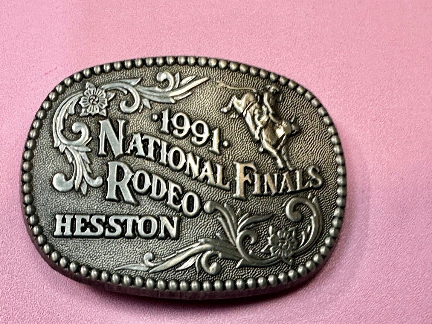 1991 NFR National Finals Rodeo NOS Youth Size ADM Commemorative Belt Buckle
