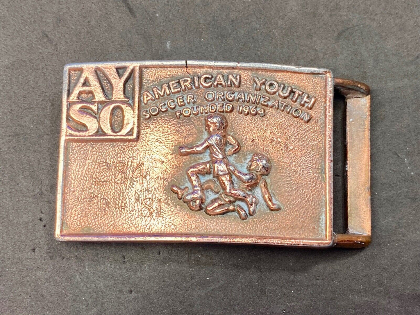 Vintage AYSO American Youth Soccer Organization belt buckle