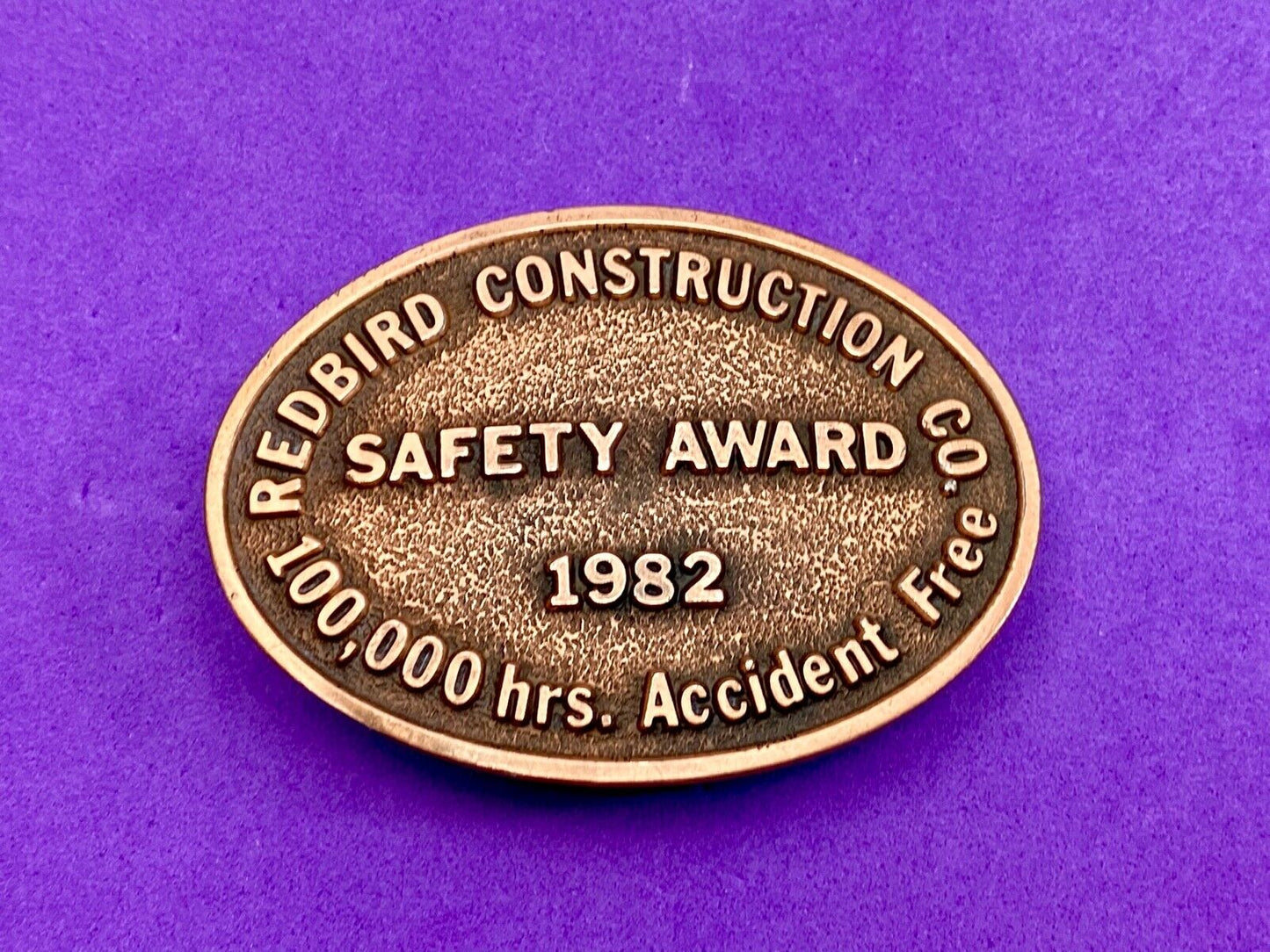 1982 Redbrid Constitution company - Accident free Safety Award belt buckle