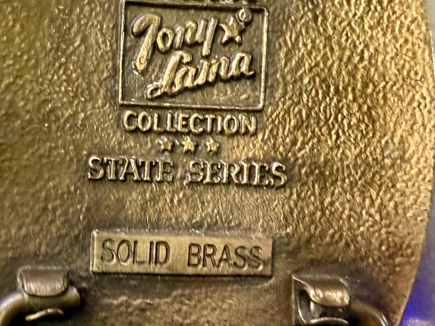 Texas Lone Star State Vintage Statehood Series Solid Brass Tony Lama Belt Buckle