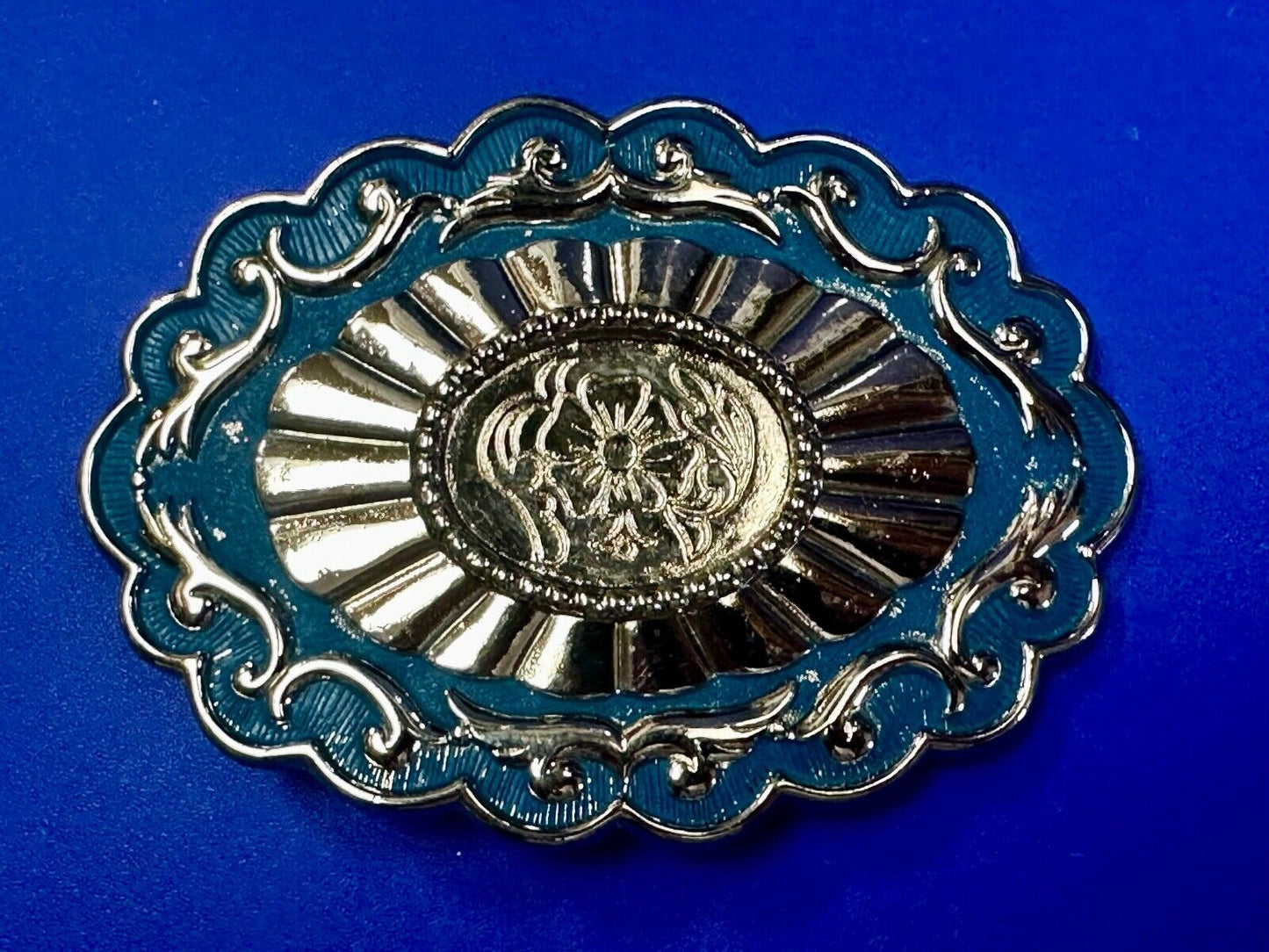 22 x 30 mm Silver & Blue Blank Belt Buckle TO GLUE Your Cabochon Gem Stone