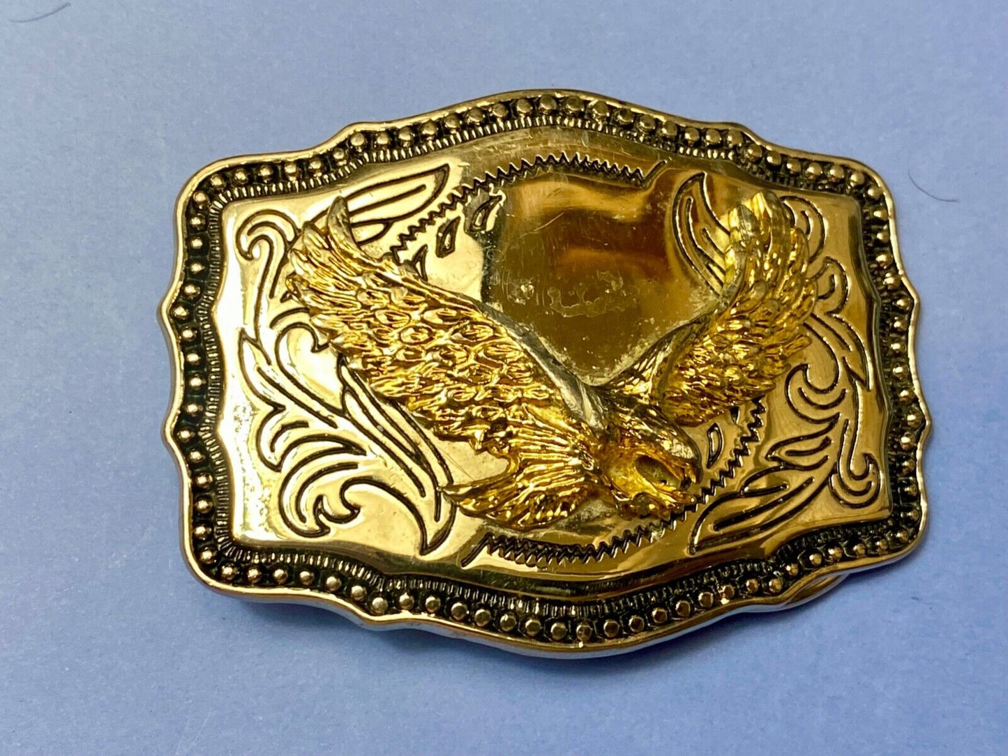 USA Made Vintage Two tone Majestic American Eagle Flying Wings Wide belt buckle