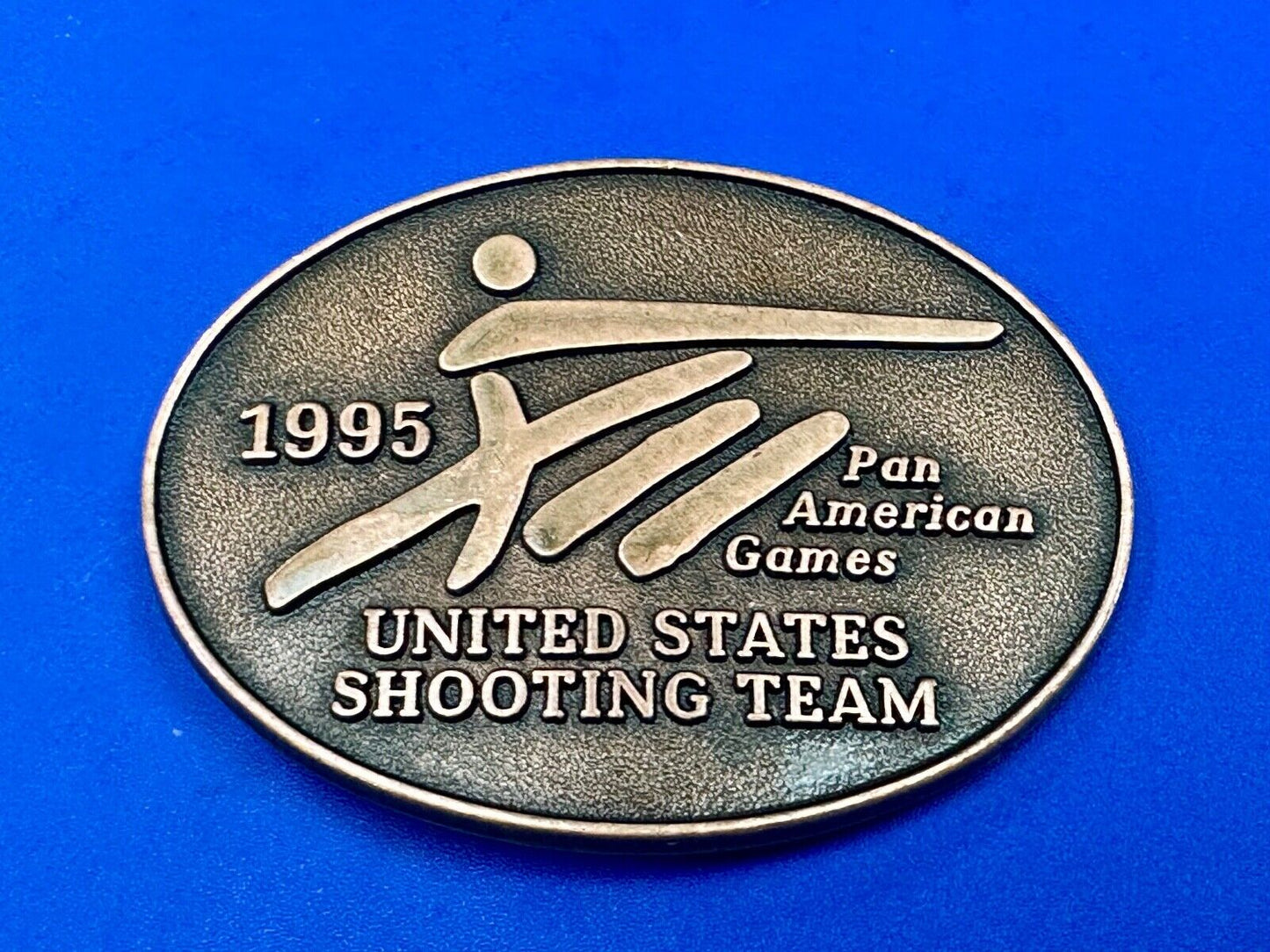 1995 United States US Shooting Team Pan American Am games belt buckle