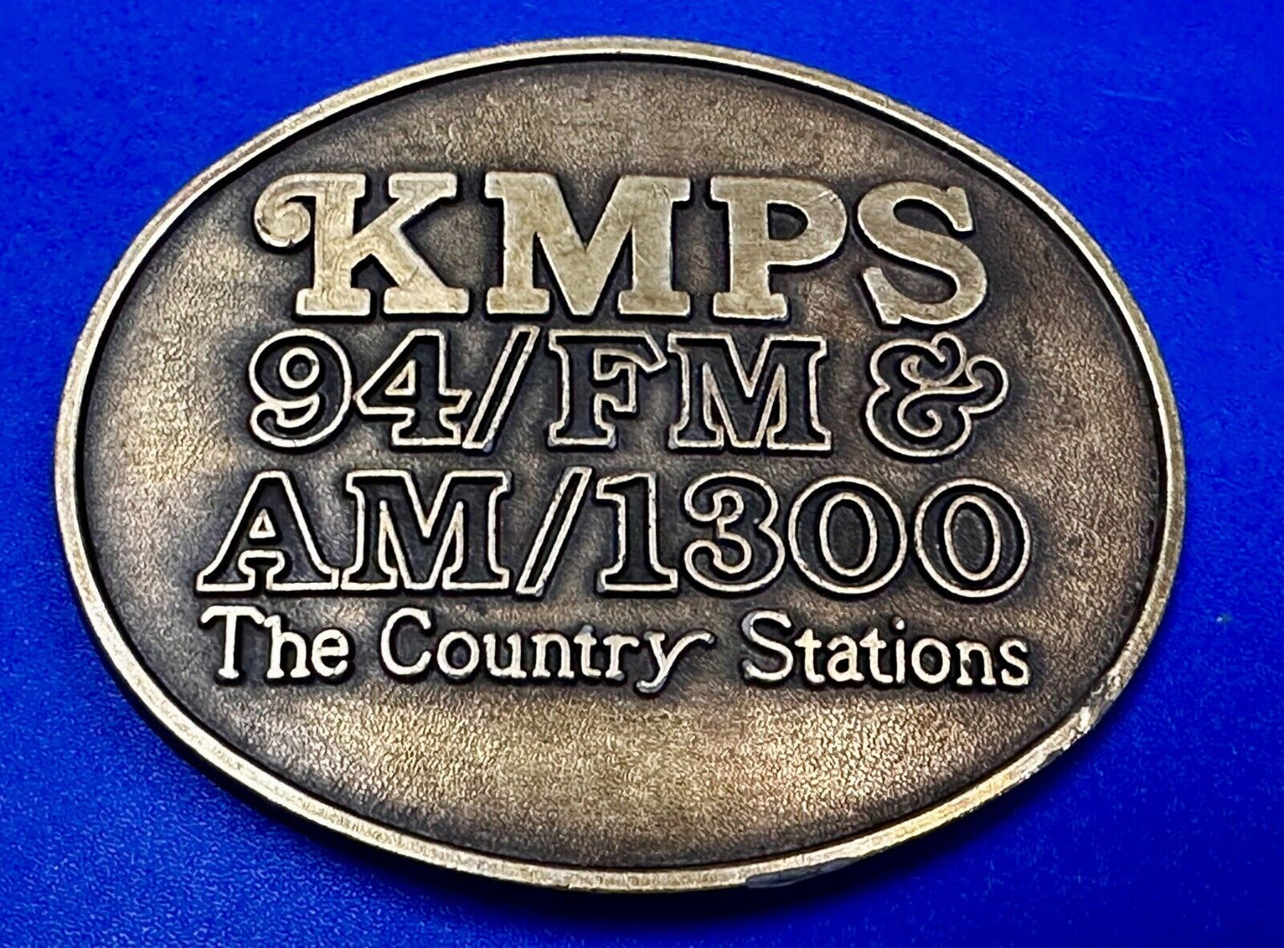The Country Radio Station KMPS 94/FM & AM/1300 Advertisement Belt Buckle