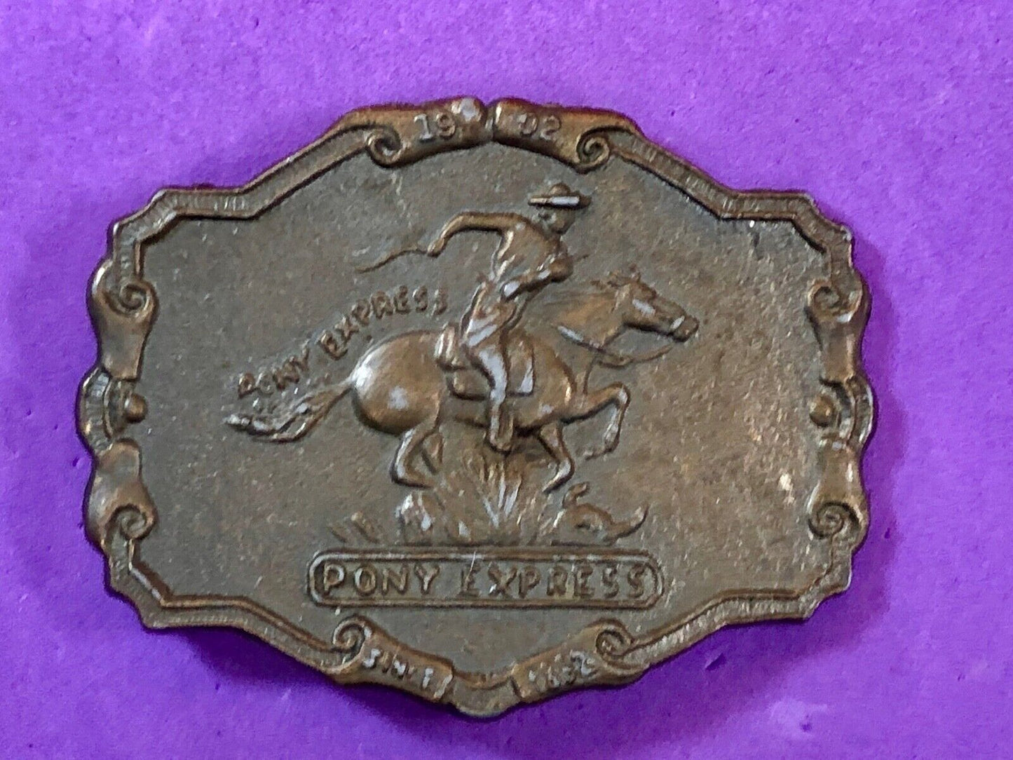 The Historic Providence Mint Pony Express Horse Rider Western Framed Belt Buckle