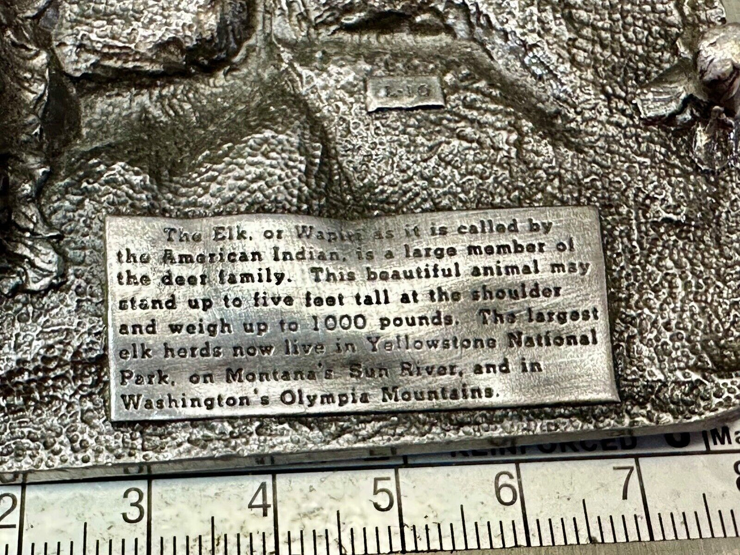 The Elk - Wapiti Native American Indian name vtg. L-10 Siskiyou 1982 belt buckle