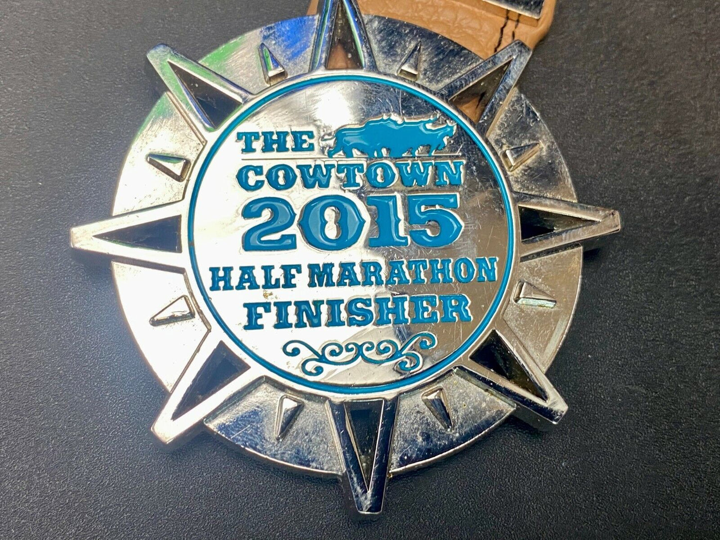 The Cowtown 2015 Half Marathon Finisher Belt Buckle - Fort Worth Texas Race