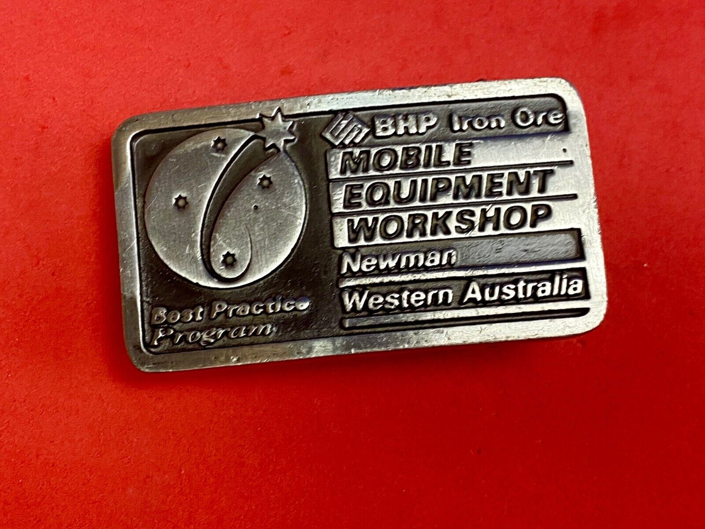 BHP Iron Ore Mobile Equipment Workshop Newman, Western Australia belt buckle