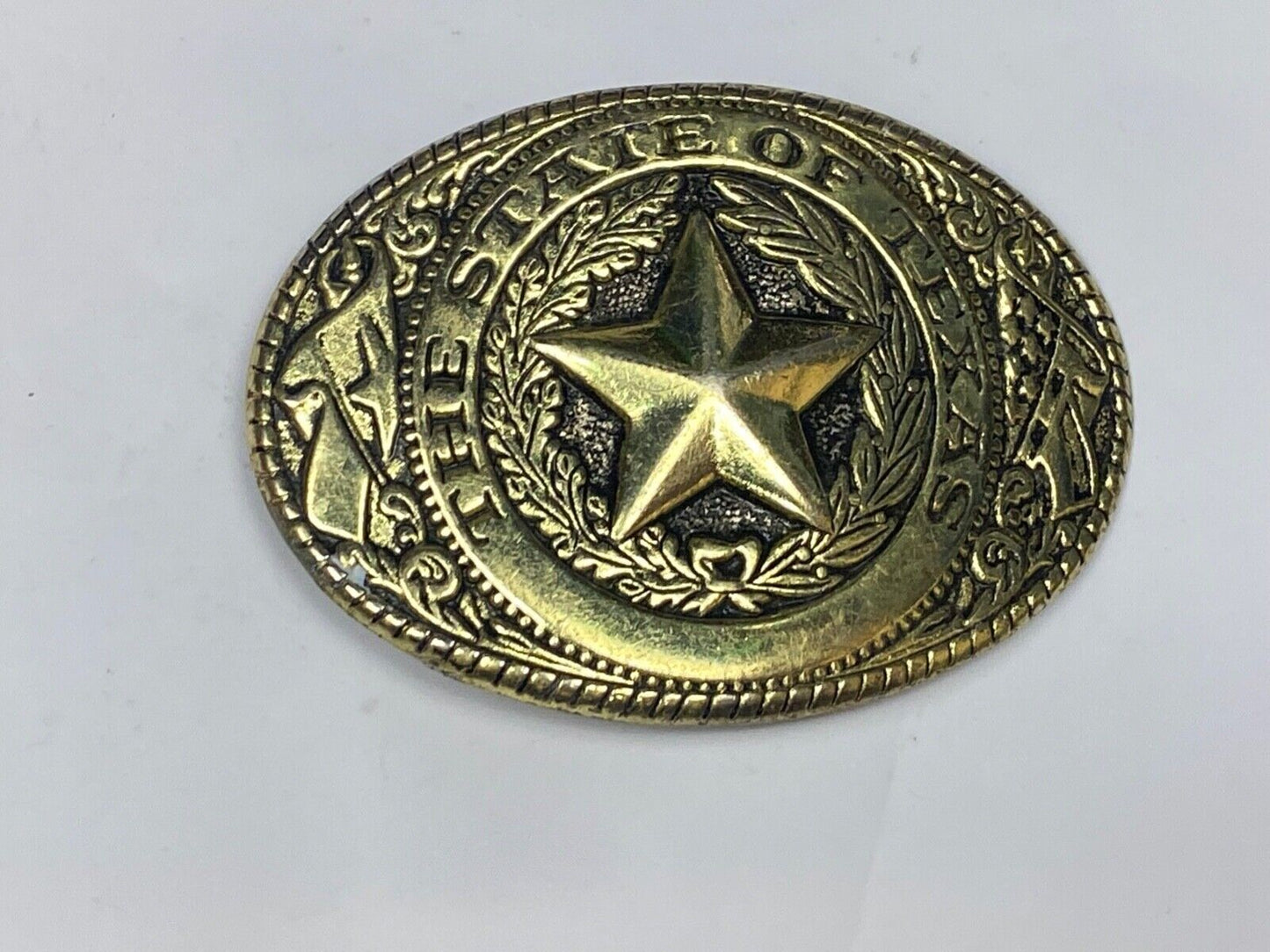The Great State Of Texas - Lone Star, Flag-, USA Made Oval Western Belt Buckle