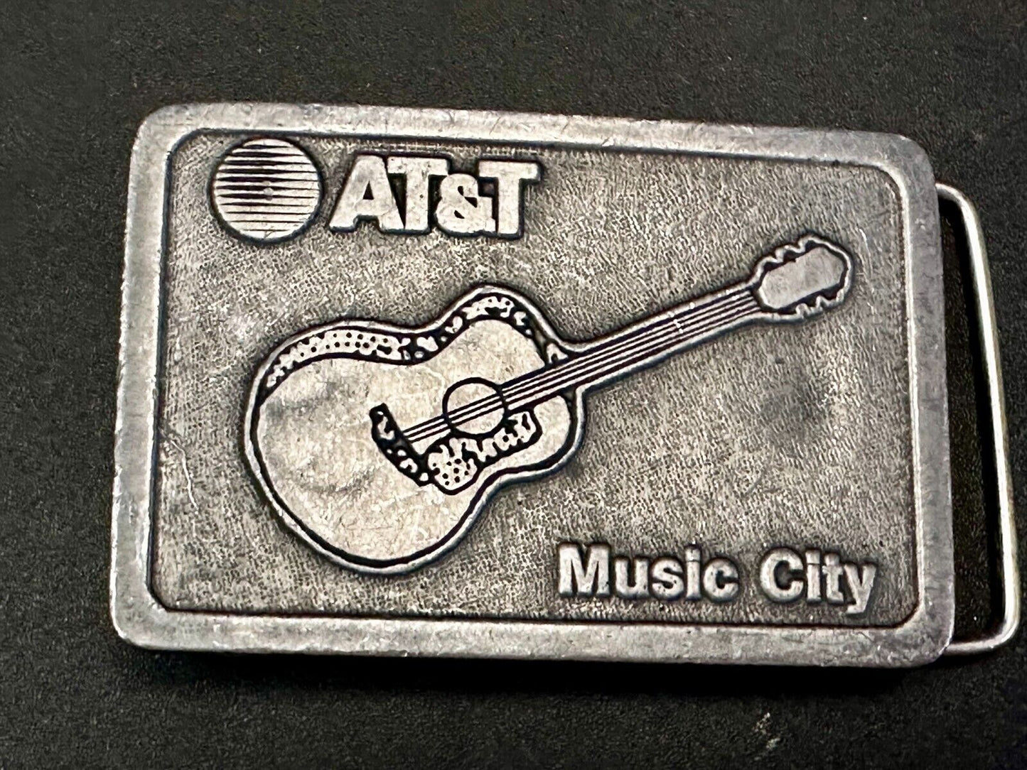 AT&T Nashville Music City Communications Acoustic Guitar Pickers Belt Buckle
