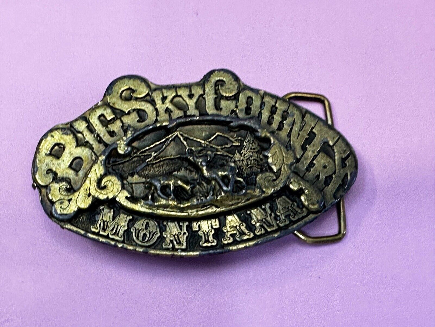 Vintage Big Sky Country Montana Belt Buckle Capitol! Vintage Adezy Denver