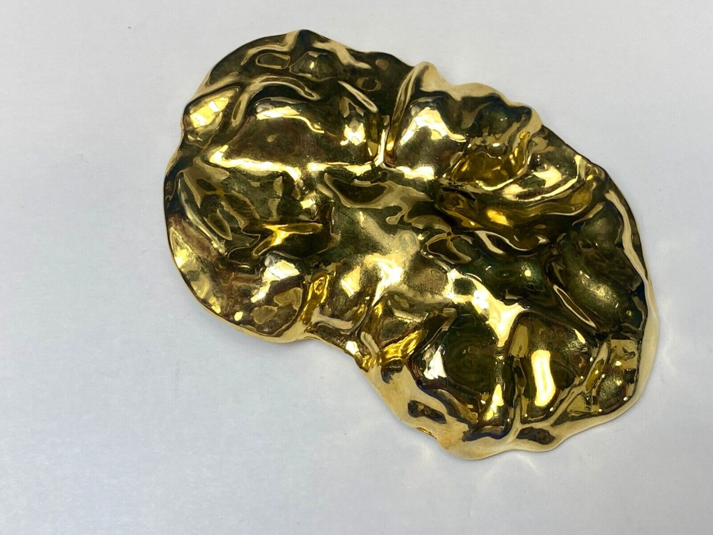 Vintage chunky gold tone crinkle pattern 4" wide scarf slide