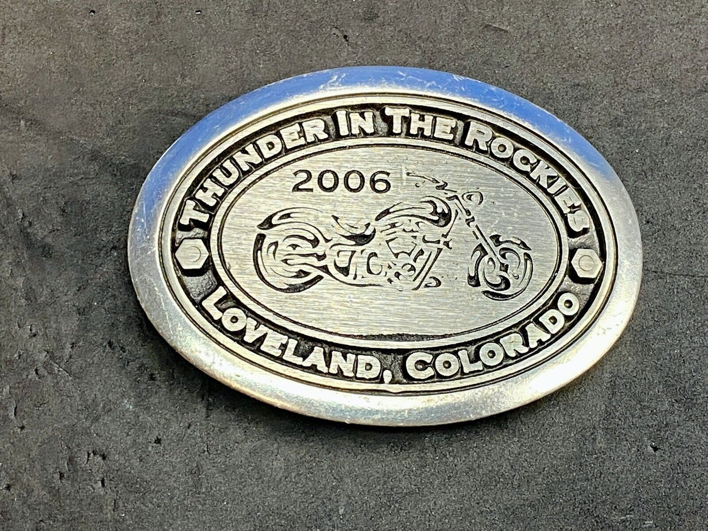 2006 Thunder in the Rockies belt buckle Colorado motorcycle bike rally RARE. #36