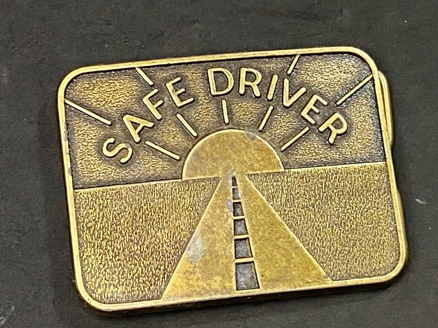 Vintage 1985 Safe Driver semi truck award belt buckle by JJ Keller & Associates