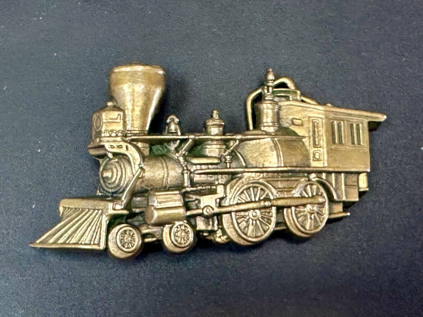 Train Rail Road Steam Engine vintage 1978 solid brass Baron Buckles belt buckle