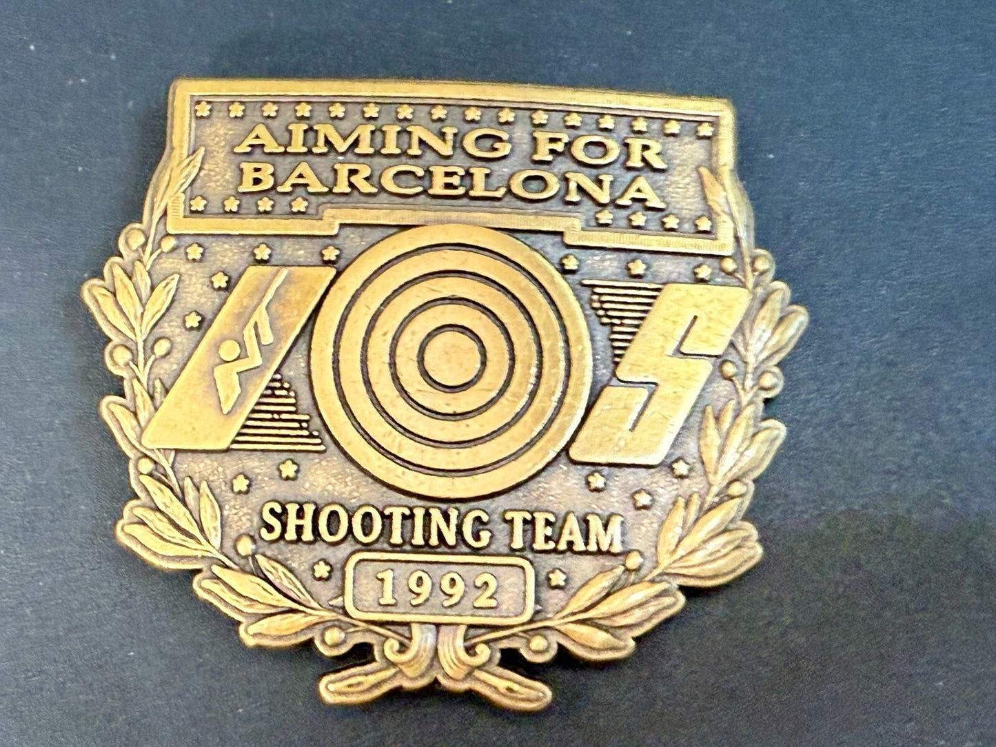 Aiming For Barcelona Shooting Team 1992 Olympics Vintage Commemorate Belt Buckle