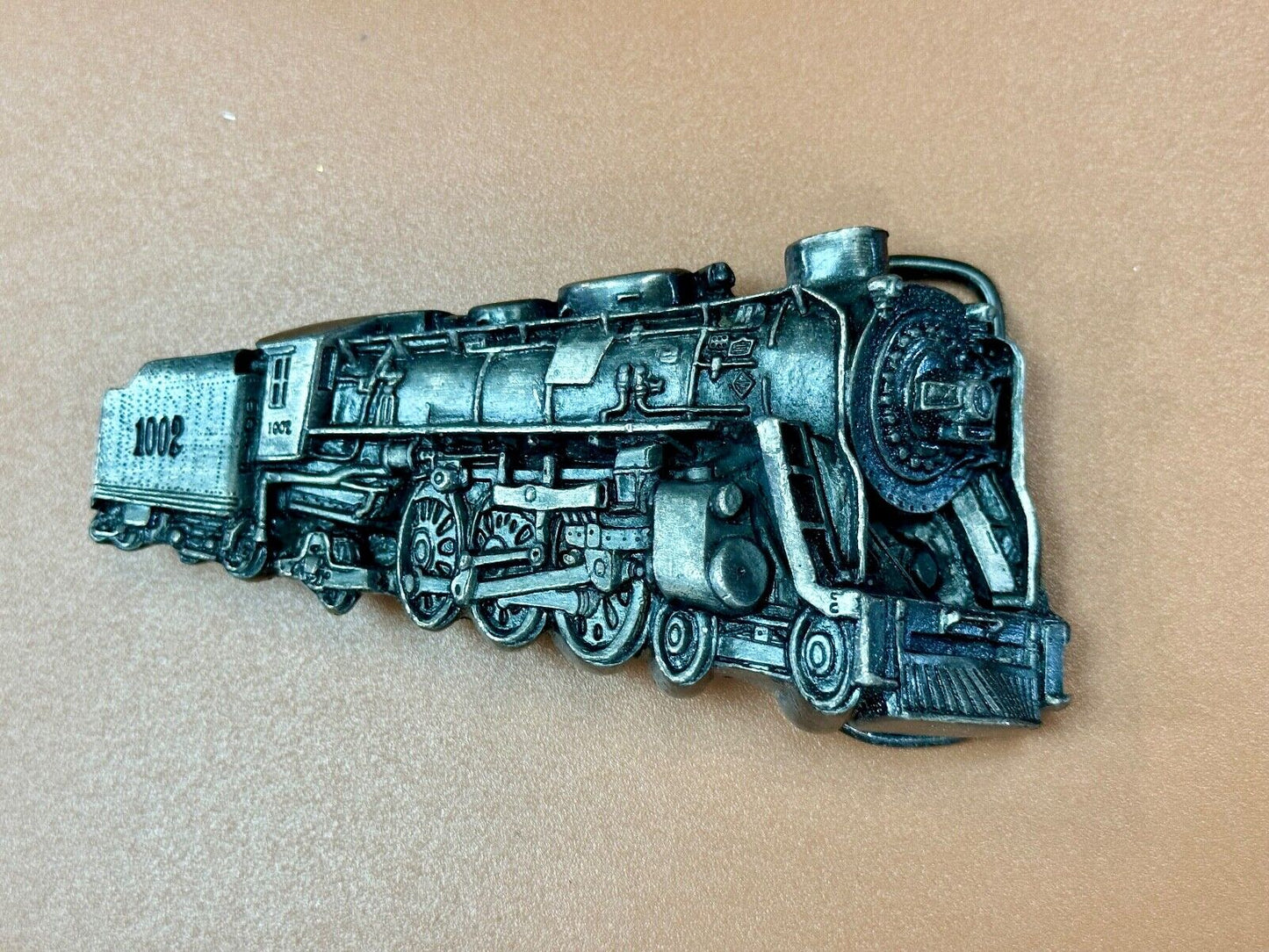 Vintage 1978 RR train Steam Engine Bergamot cutout belt buckle
