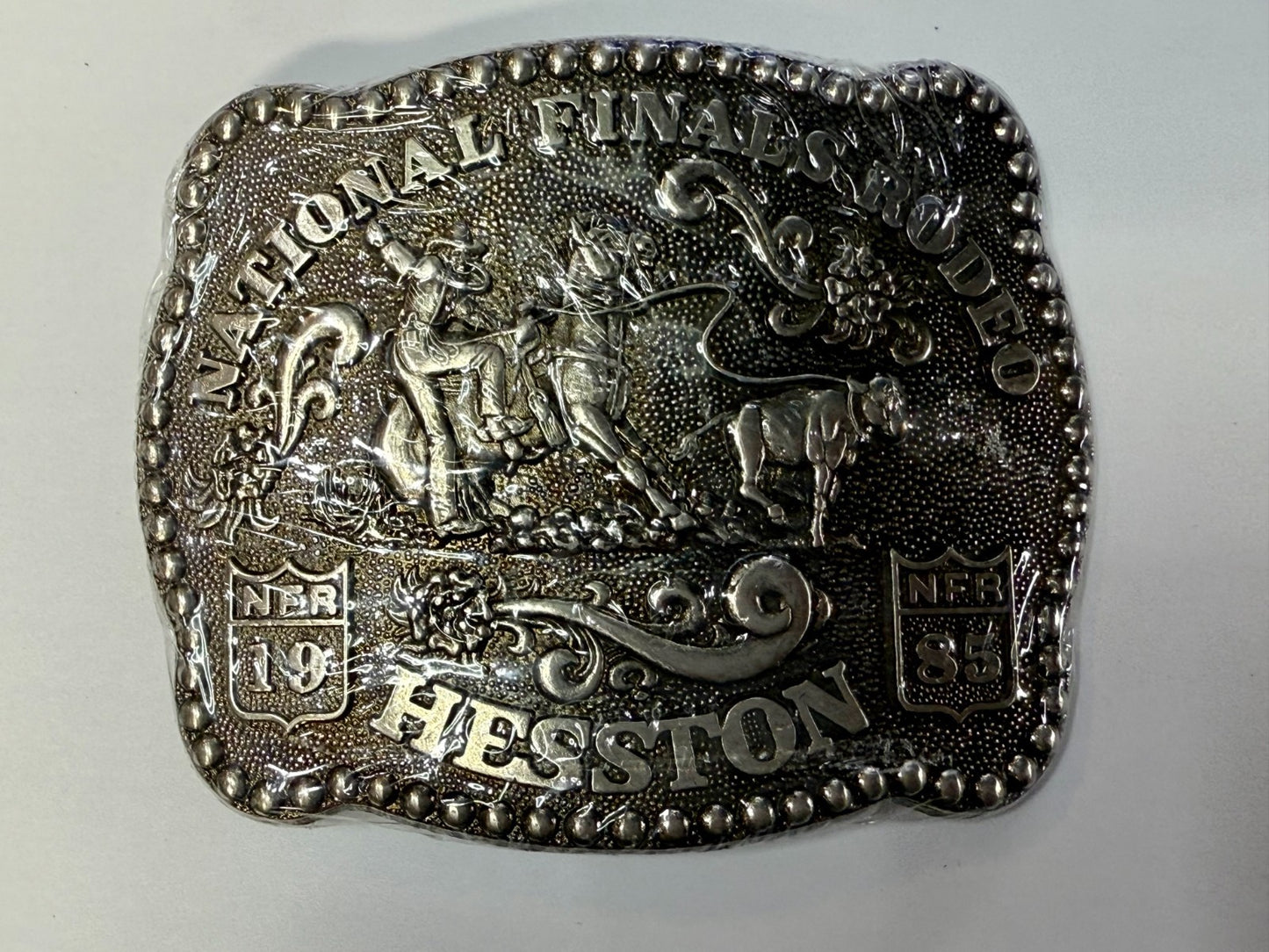 1985 Hesston NFR National Finals Rodeo Calf Roping NOS Collectors Belt Buckle