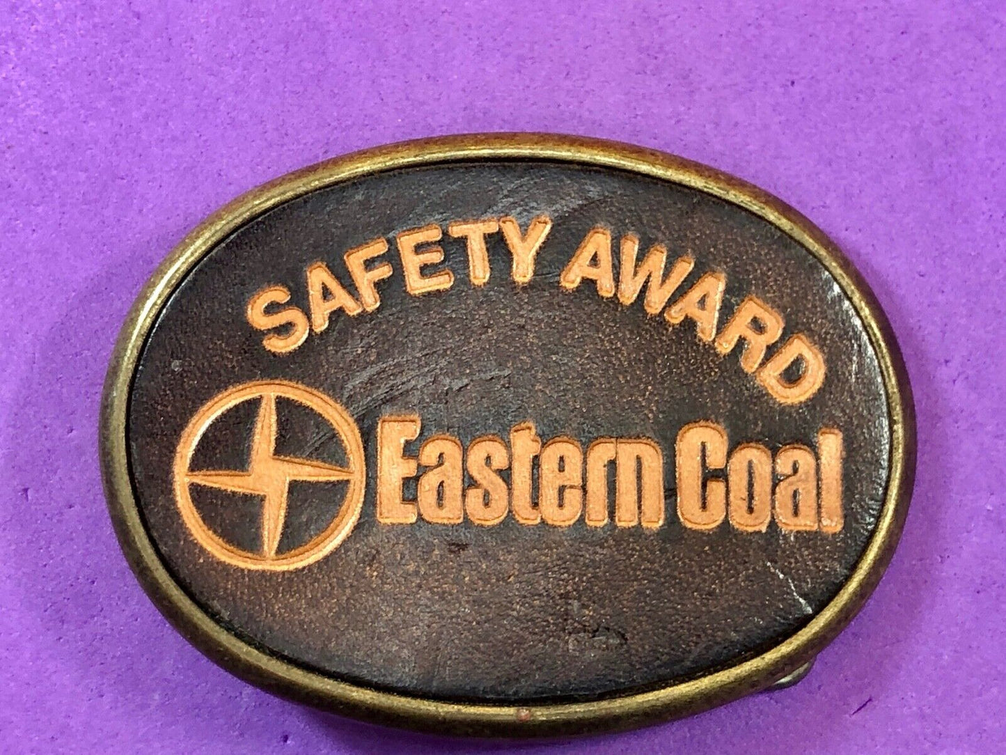 Vintage Leather El-Cid belt buckle Safety Award for Easter Coal