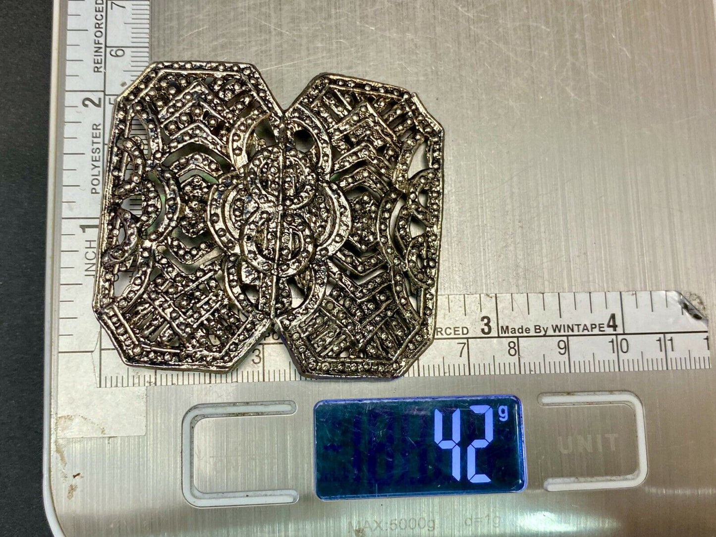 Antique See Through Silver Color Scarf Slide Clip Belt Buckle