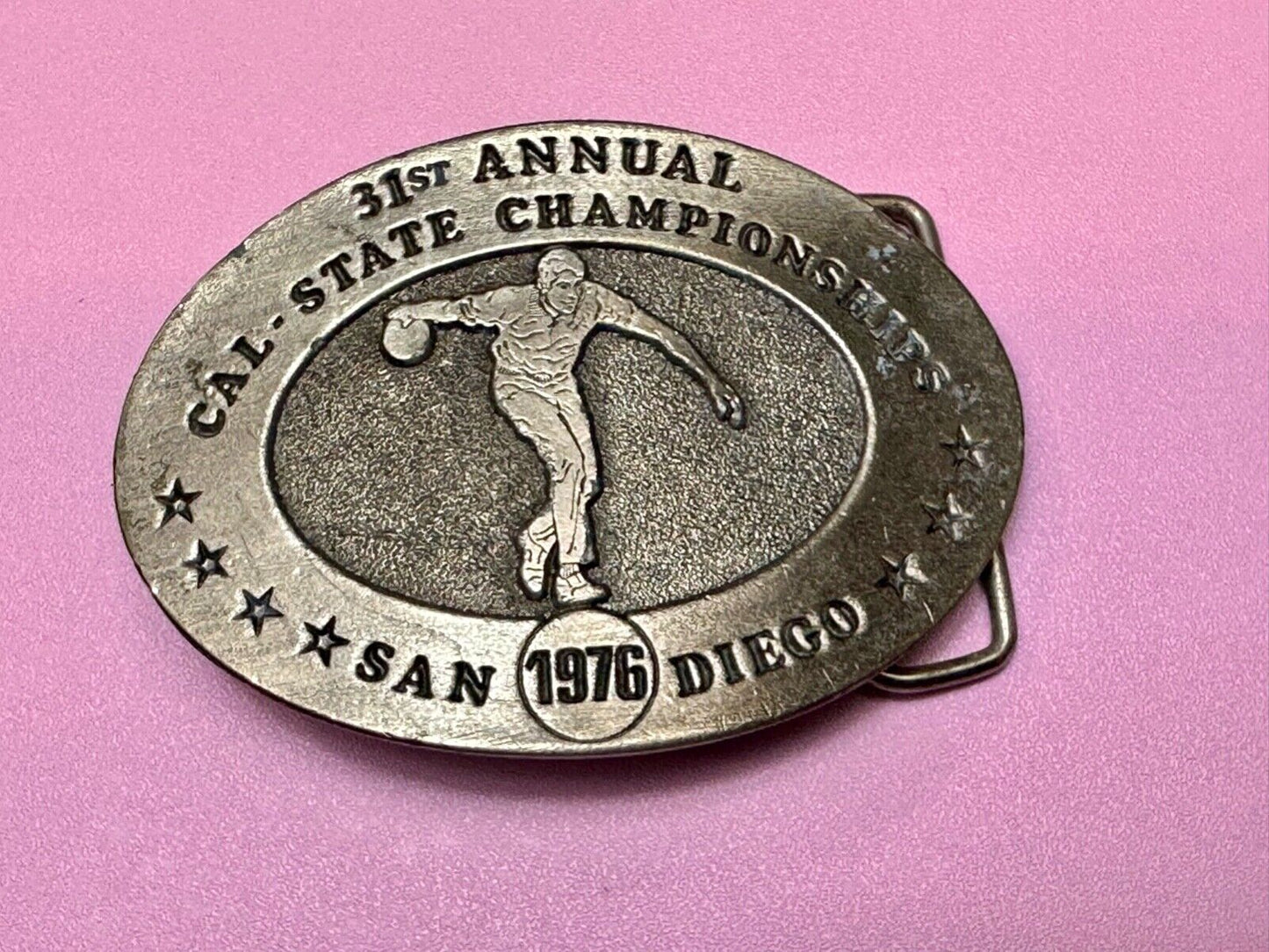 31st State Annual California Championship San Diego 1976 Bowling Belt Buckle