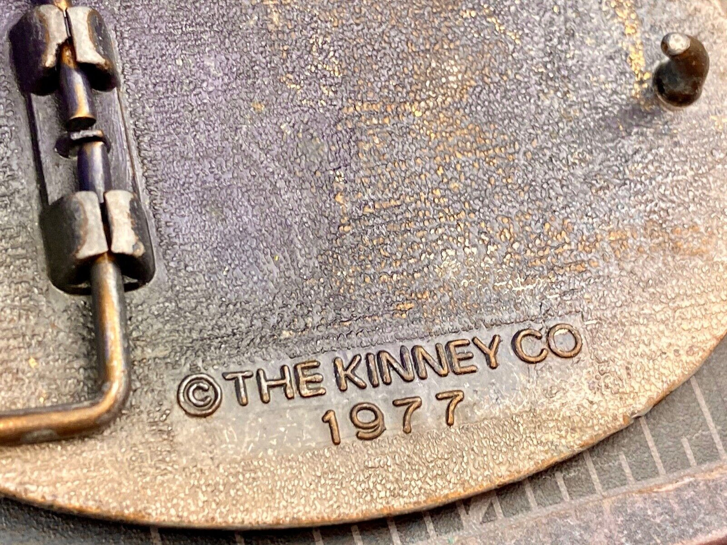 Vintage 70's The KINNEY Co BRAD Name western flower swirl Belt Buckle