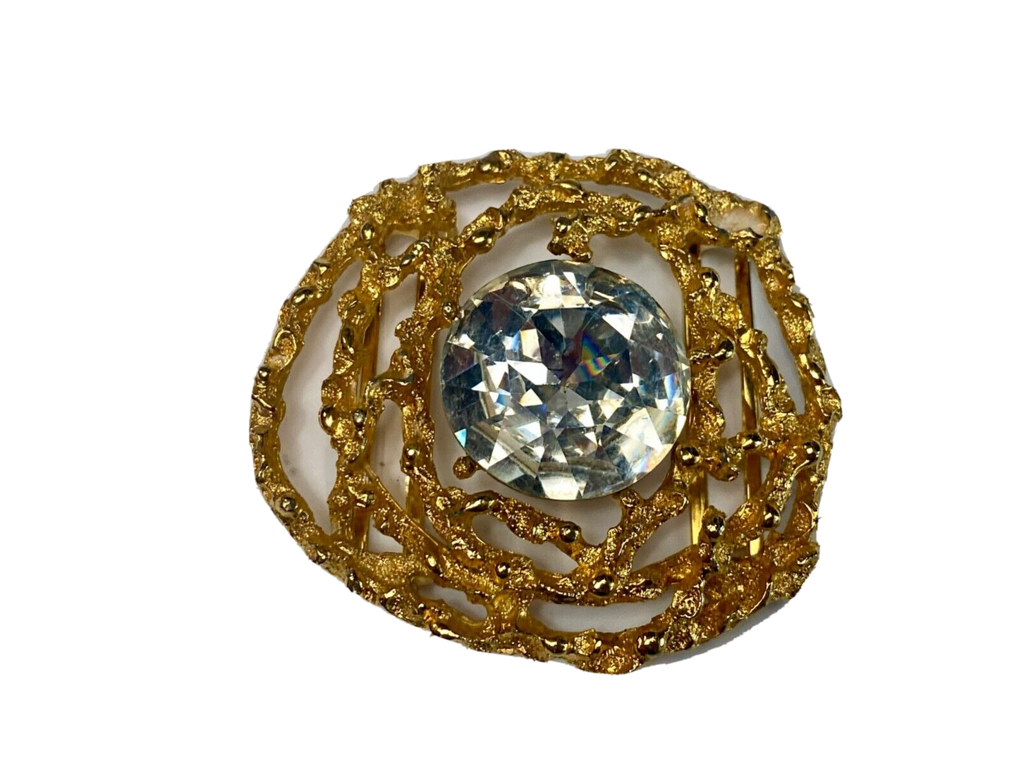 Beautiful retro gold tone see through abstract -Faux stone, belt slide or buckle