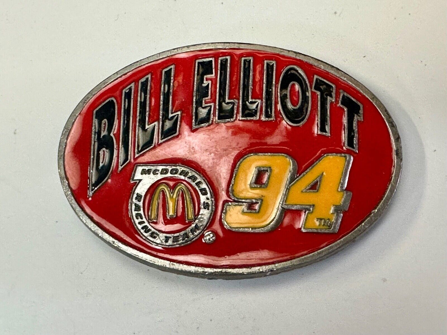 Bill Elliott #94 McDonald's car vintage Nascar race belt buckle N-28