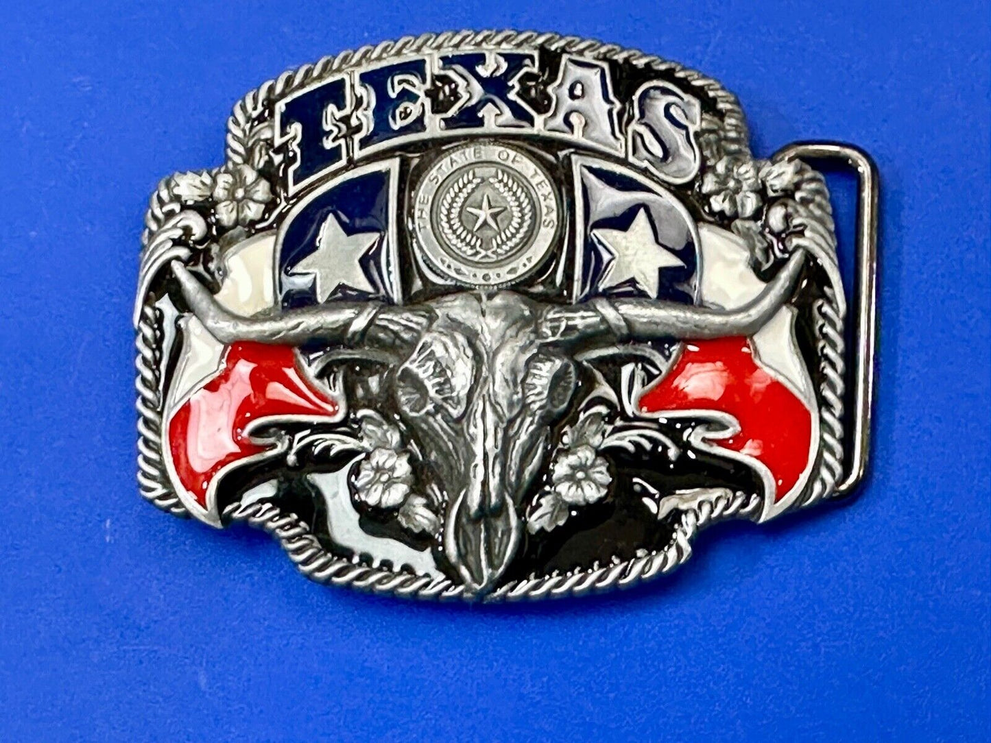 Texas longhorn - Raised dimensional everything tx belt buckle - Star Flag Rodeo