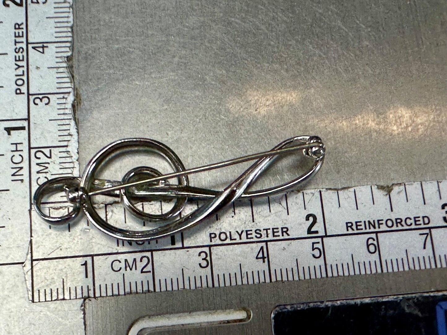 Treble clef music theme signed vintage brooch pin from estate find
