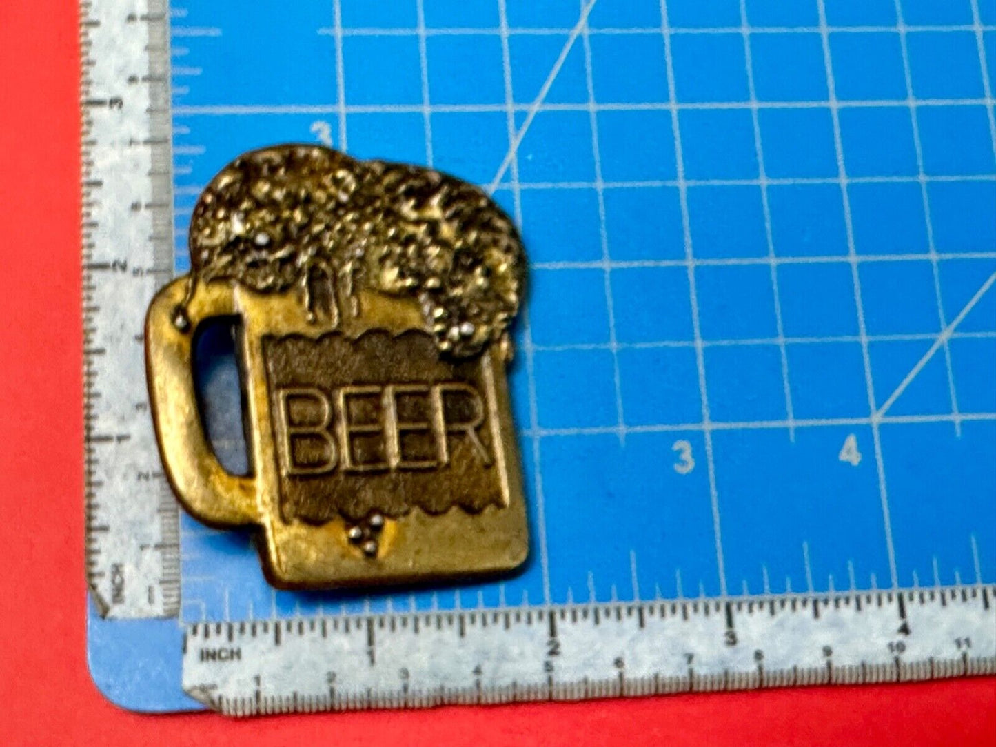BEER mug - Suds flowing over Vintage cutout shaped belt buckle