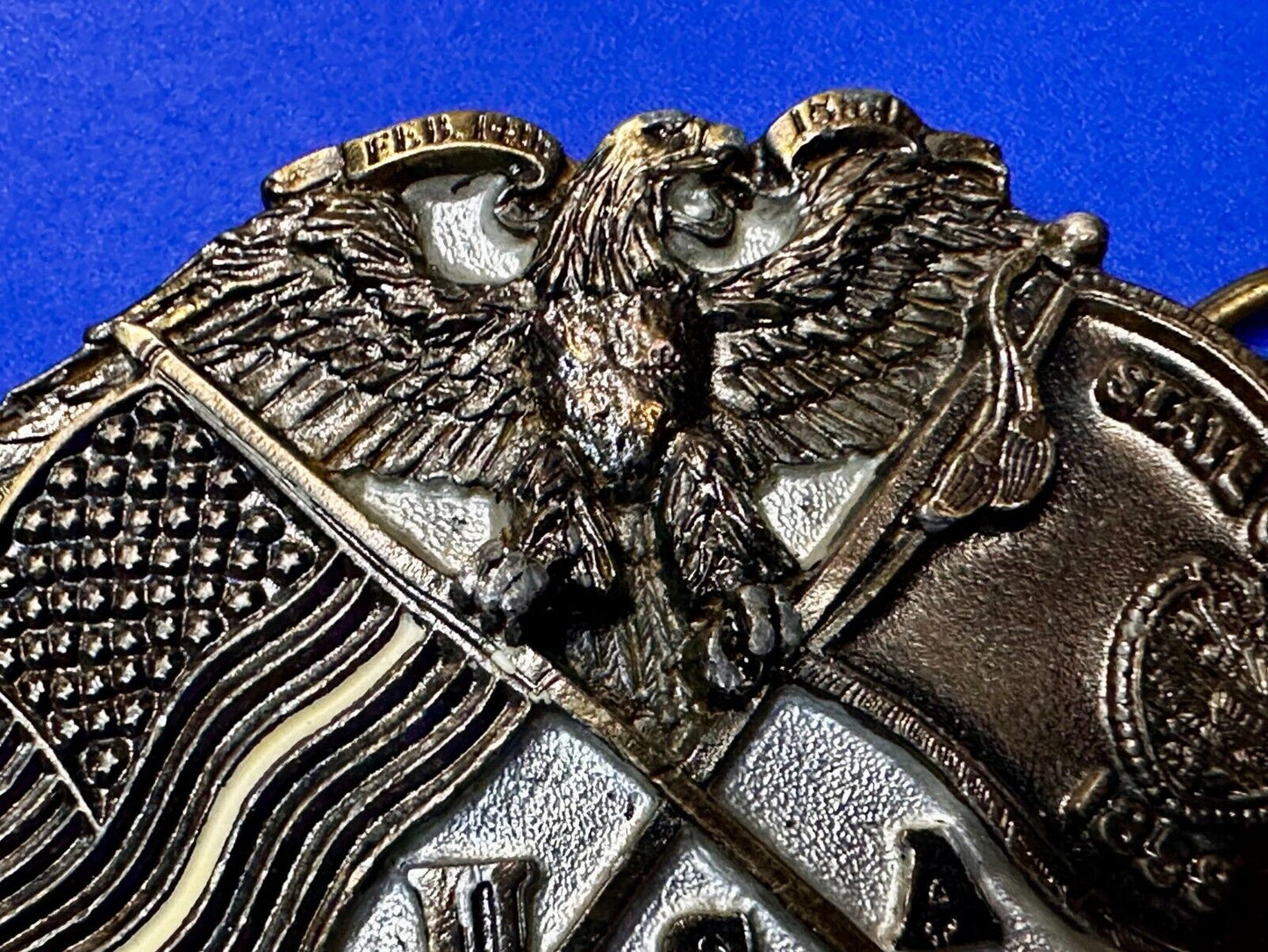 The Beaver State OREGON American Flag Eagle Seal 1987 Commemorative Belt Buckle
