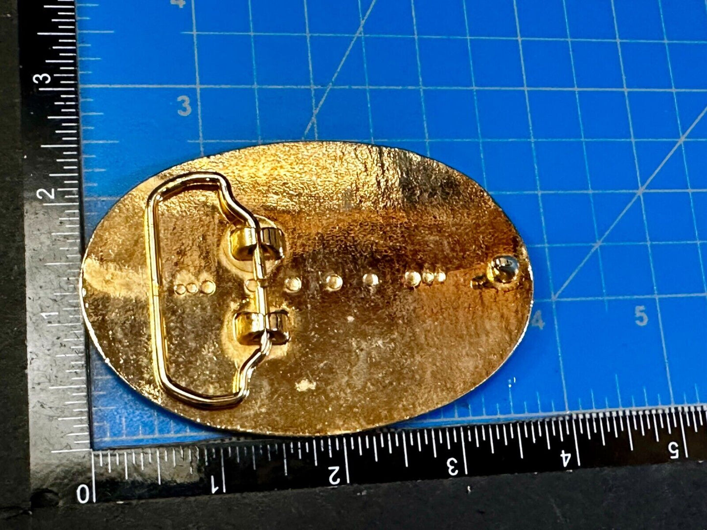 Vintage Flower Swirl Reflective Gold Tone Oval Replacement Belt Buckle