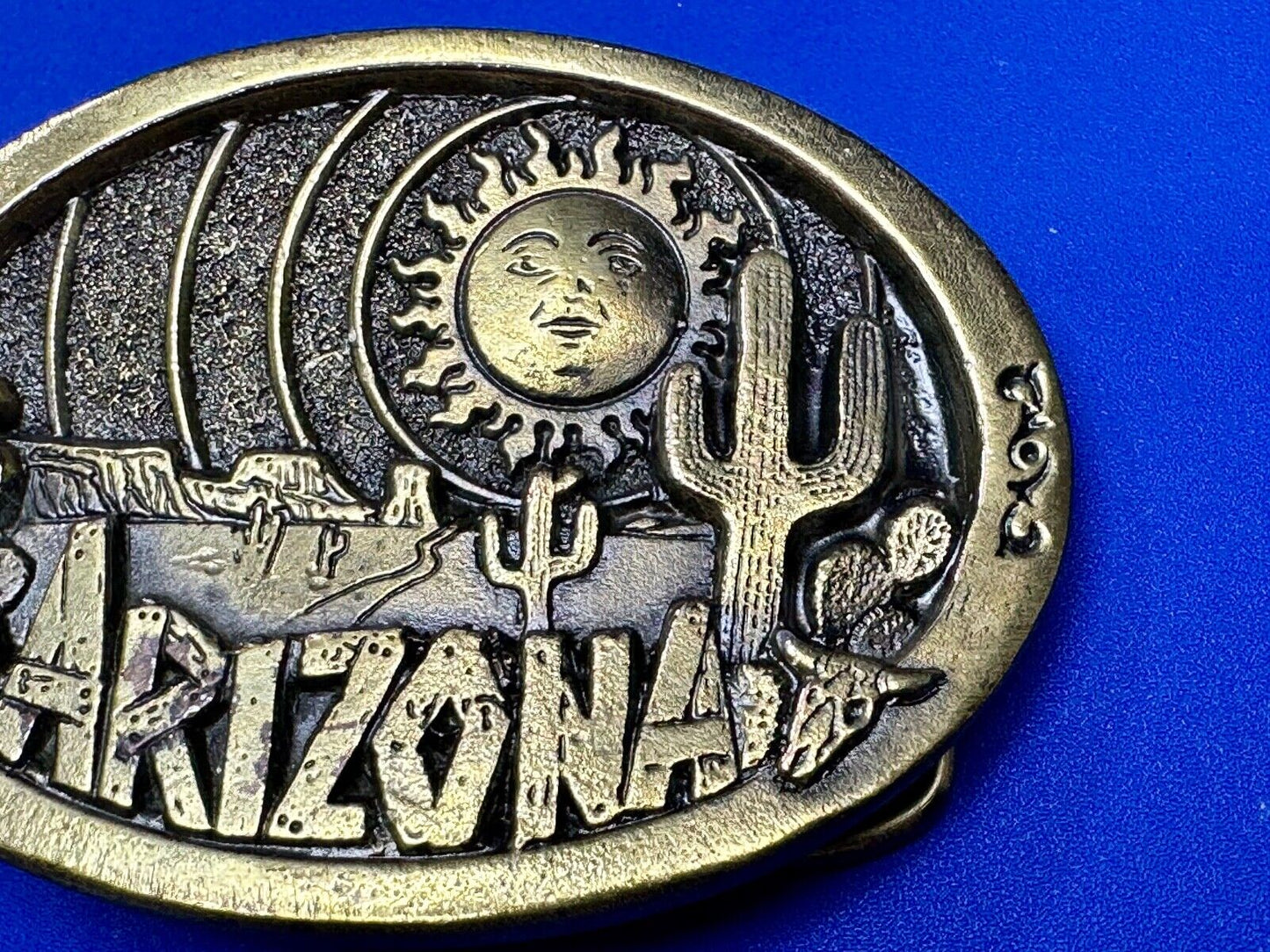 Arizona State Commemorative Desert Scene 1980 The Great American Belt Buckle Co