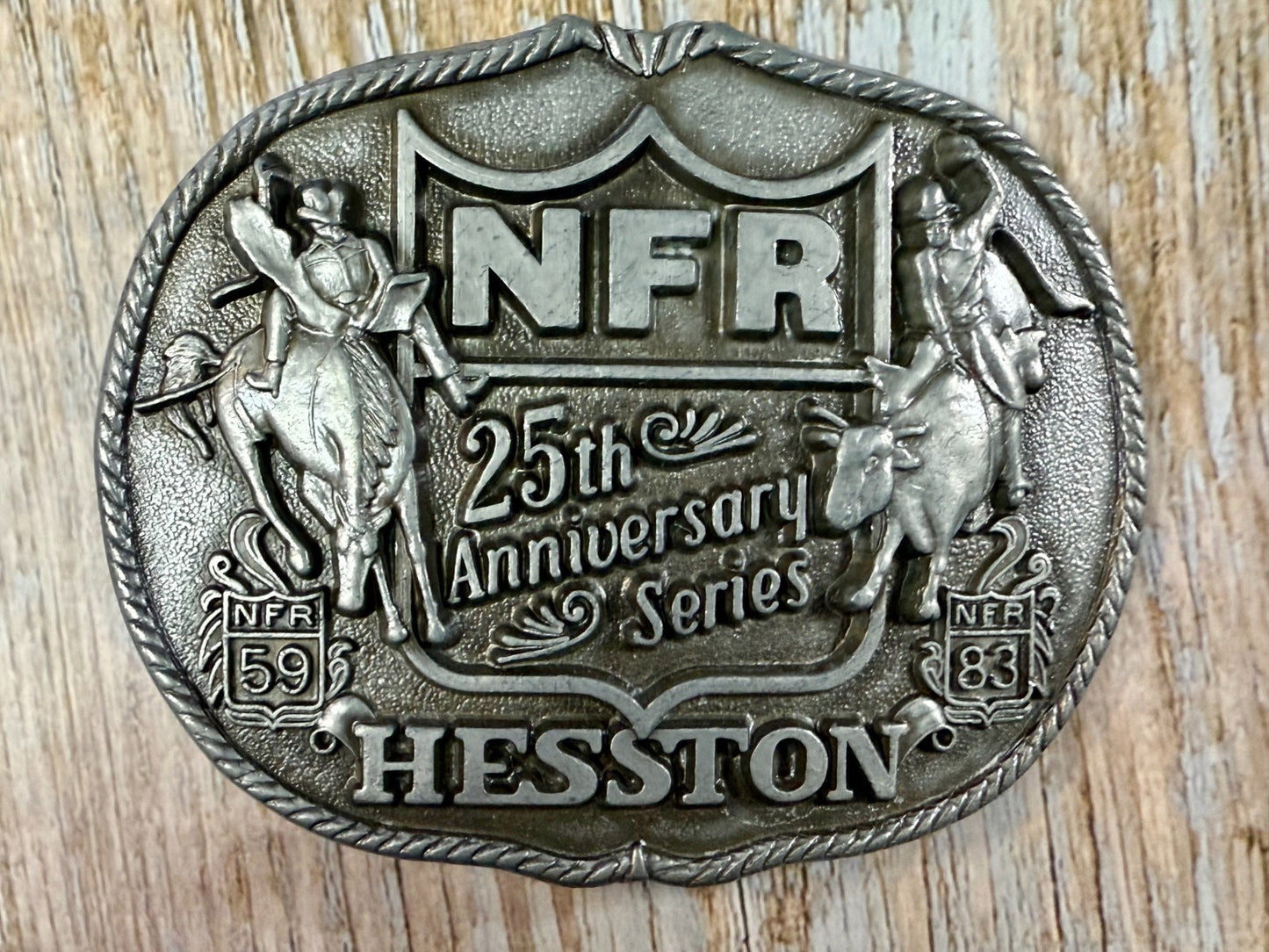 1983 Hesston Nfr National Finals Rodeo Cowboys 25Th Anniversary Belt Buckle