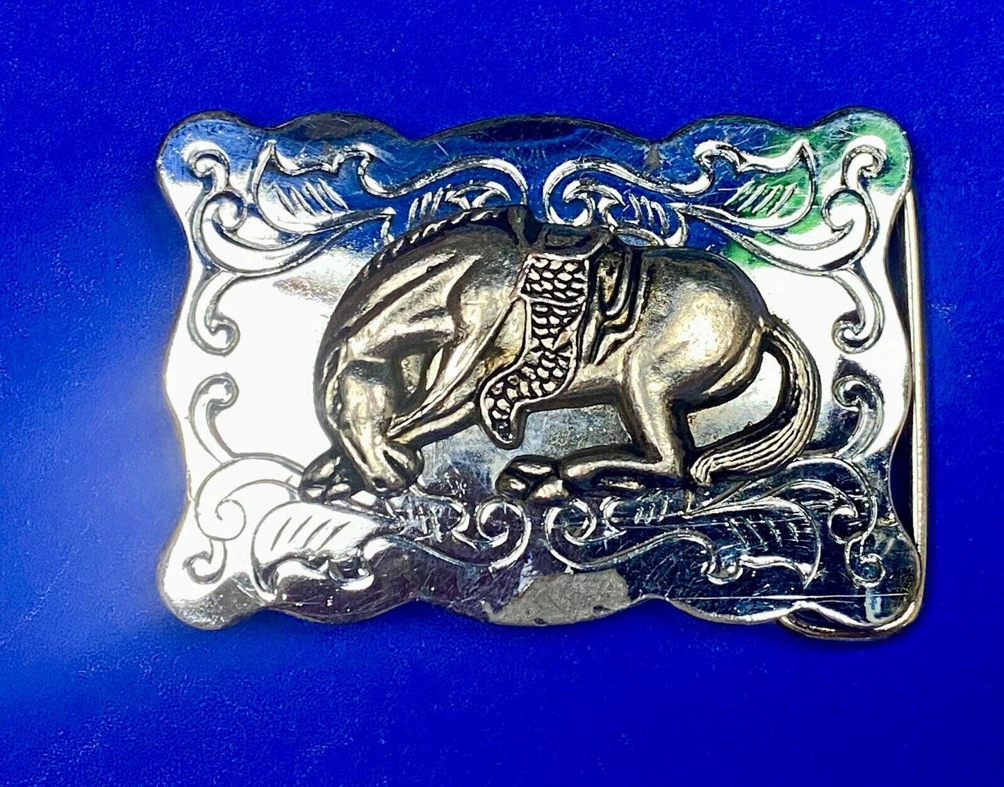 2.5" Wide Small End Of The Trail Horse In Saddle Western Belt Buckle