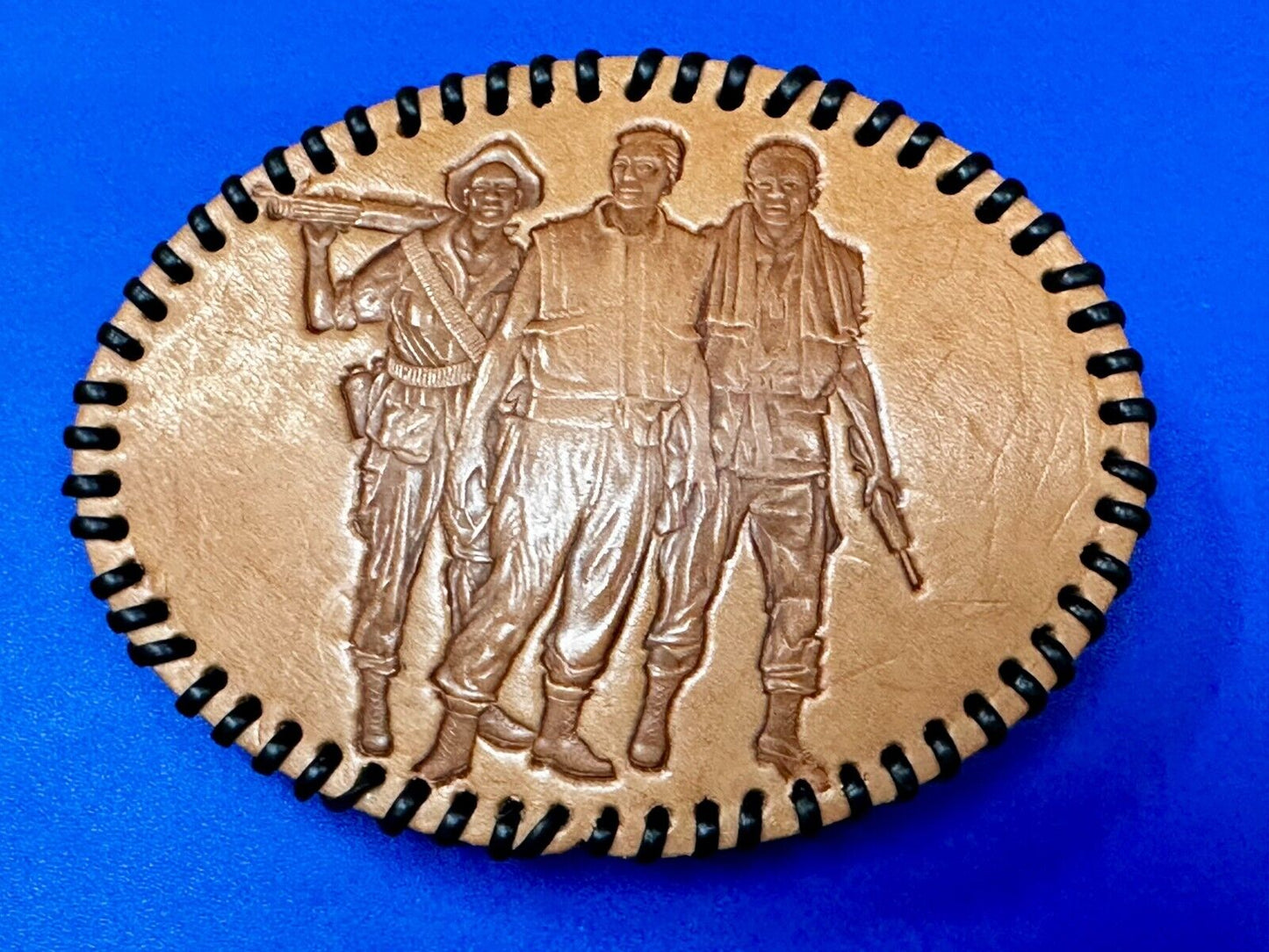 The Three Servicemen Vietnam Veterans War Memorial Oval Leather Belt Buckle