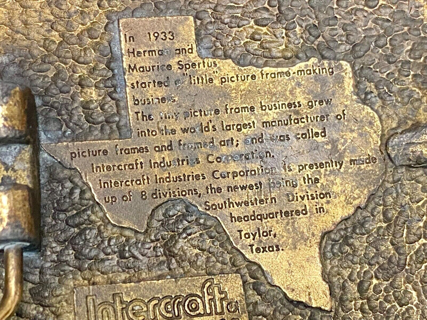 1982 Ornate Intercraft Industries Texas Iic Company Advertising Belt Buckle