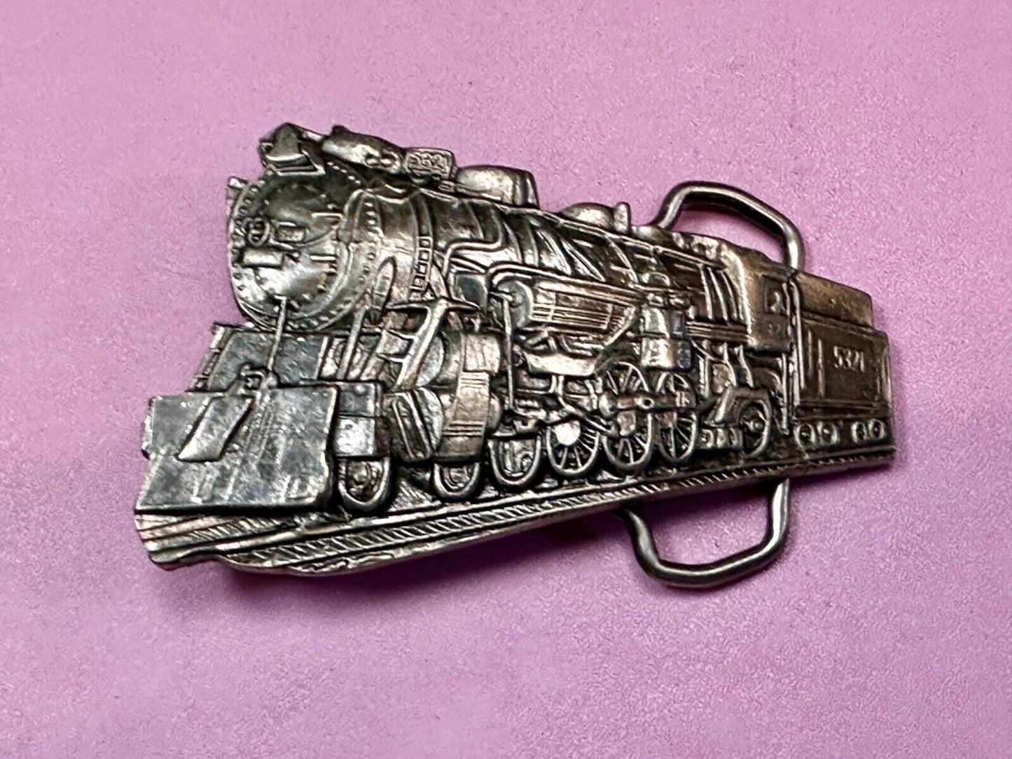 Train Locomotive Steam Engine RR RailRoad Vintage Figural Belt Buckle No. 2055