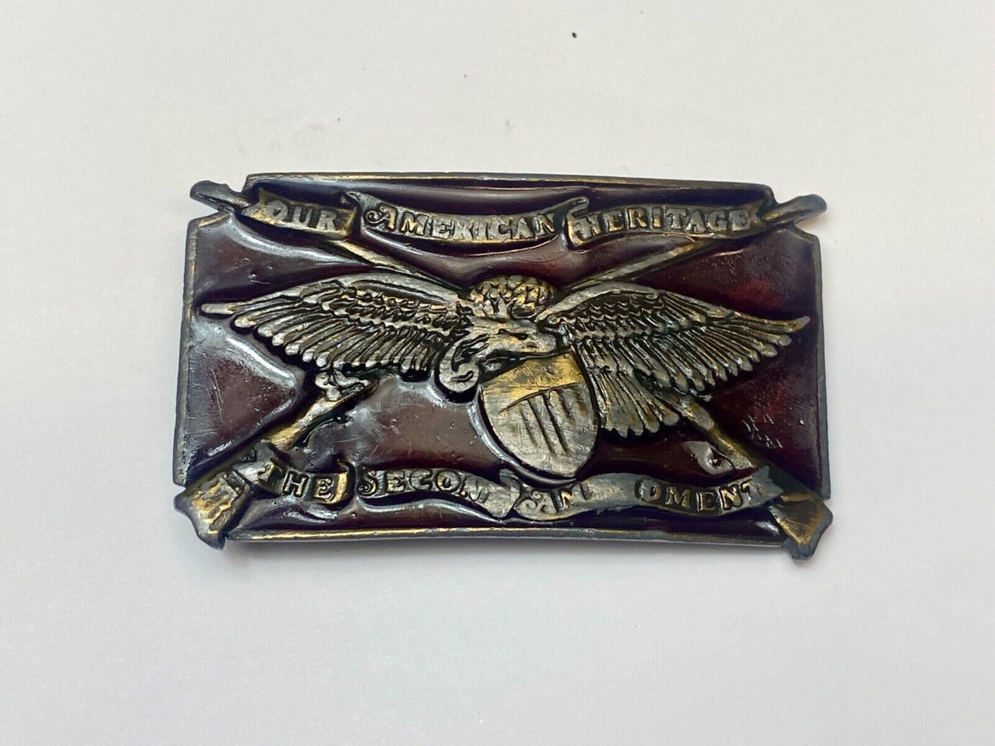 The Second Amendment Our American Heritage Bergamot 1976 gun rights belt buckle