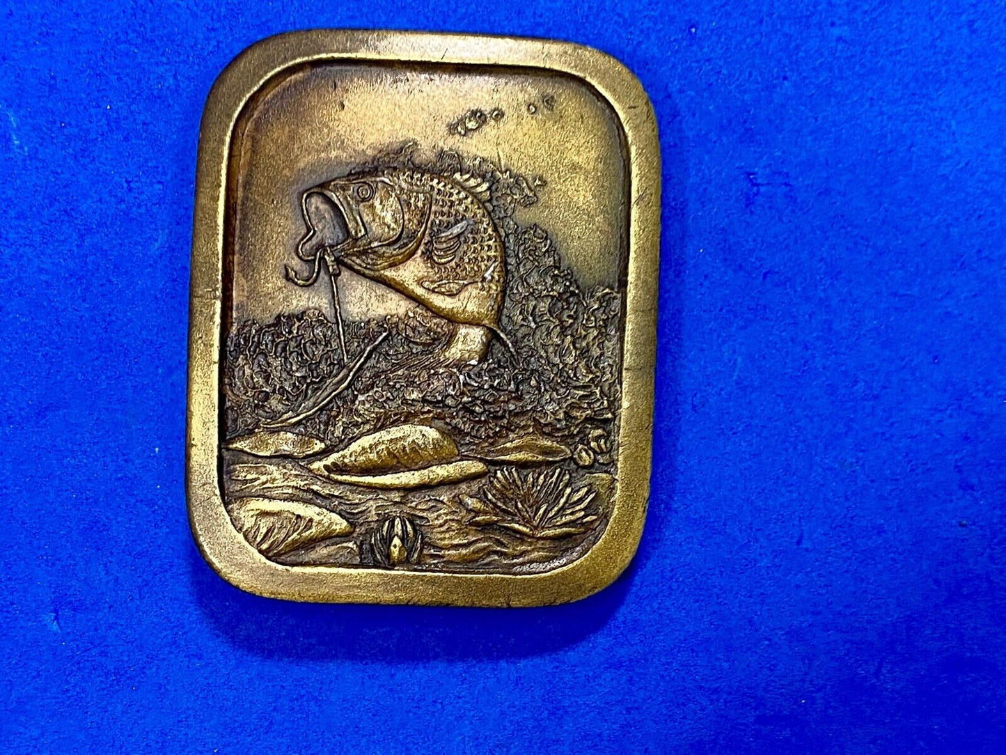 Vintage 1976 Freshwater Fishing- Jumping Bass On Hook Belt Buckle Perfect Gift