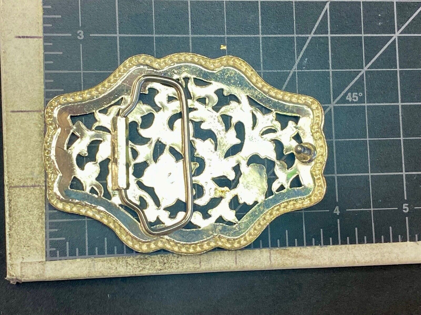 Beautiful See Through Mixed Metal Belt Buckle Floral Design Cowboy Cowgirl
