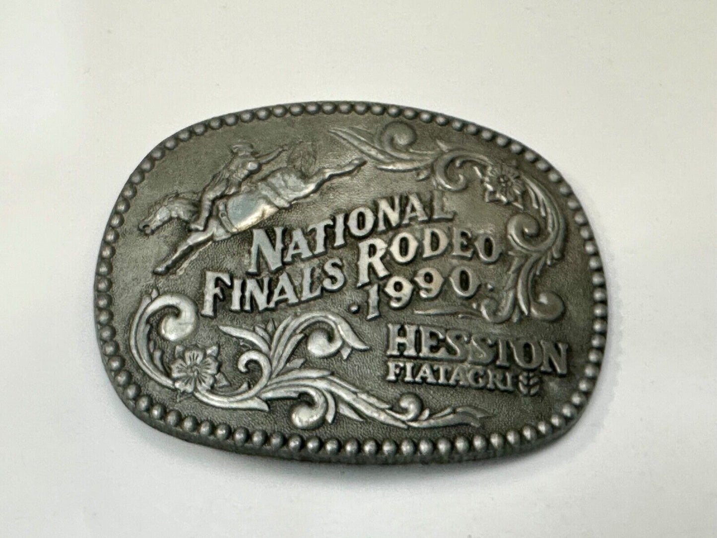 1990 ADM NATIONAL FINALS RODEO ADULT SIZE NFR NOS WESTERN COWBOY BELT BUCKLE